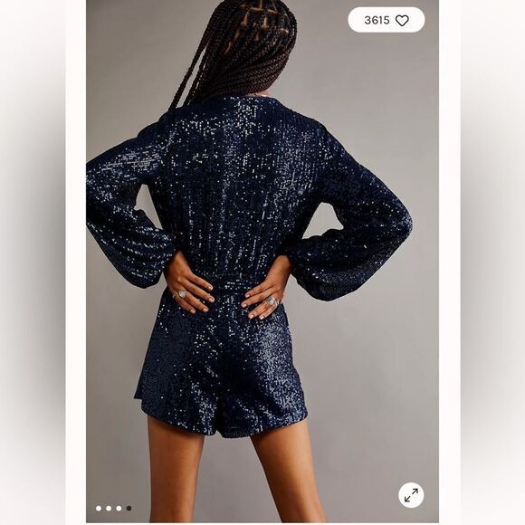 Free People Beaded Sequin Christa Long Sleeve Romper, Medium NWT - Picture 5 of 11